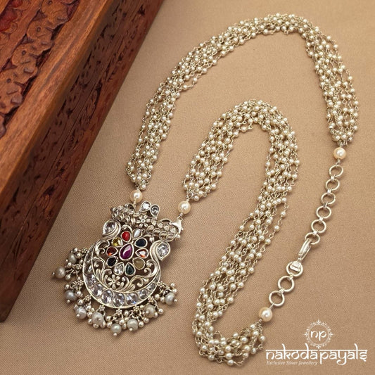 Pearly Navaratana Floral Neckpiece (N12070)