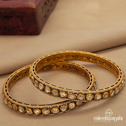 Moissanite White Bangle Pair (2.4) (Gk3270)