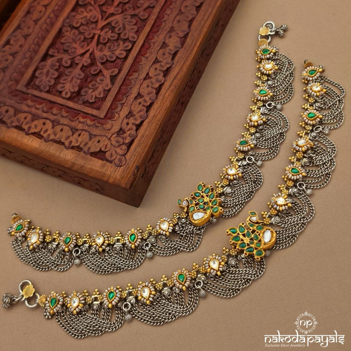 Peacock Dual Tone Anklet (A7110)