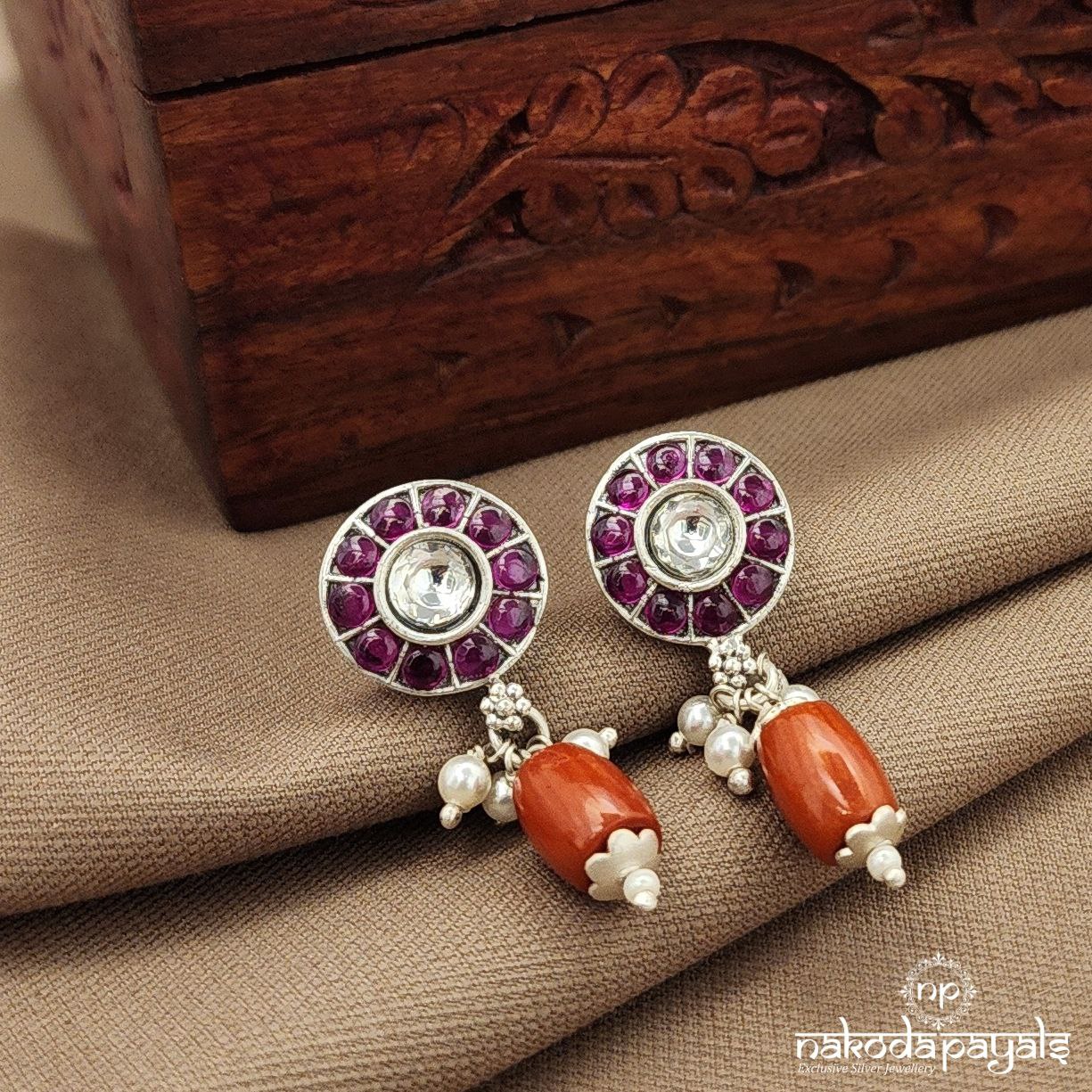 Pink Coral Drop Studs (S9585)