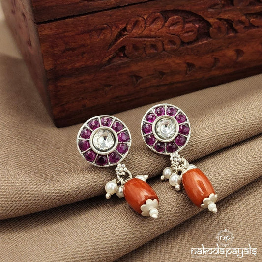 Pink Coral Drop Studs (S9585)