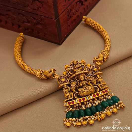 Captivating Green Drop Lakshmi Neckpiece (Gn10158)
