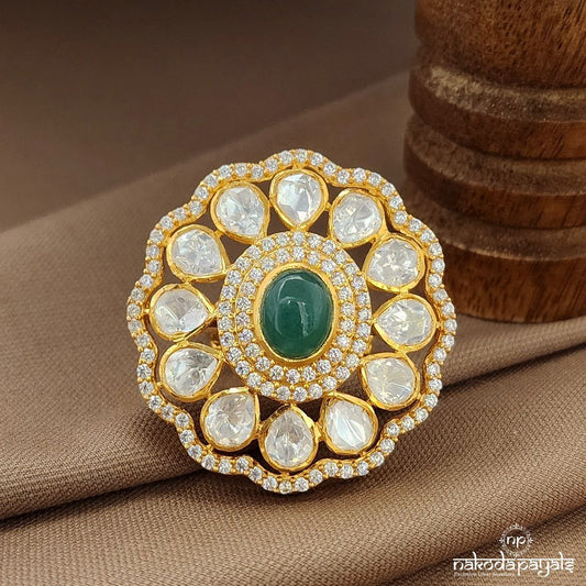 Floral Green Finger Ring (F2897)