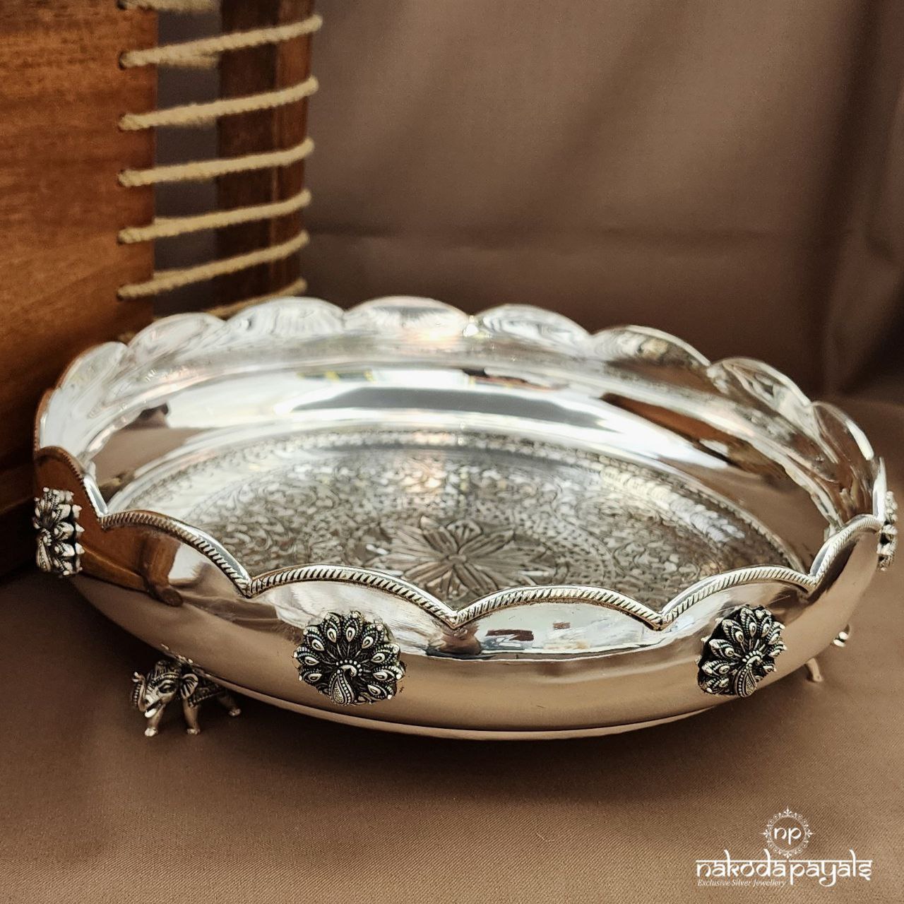 Floral Peacock Chitai Plate (Aa2261)