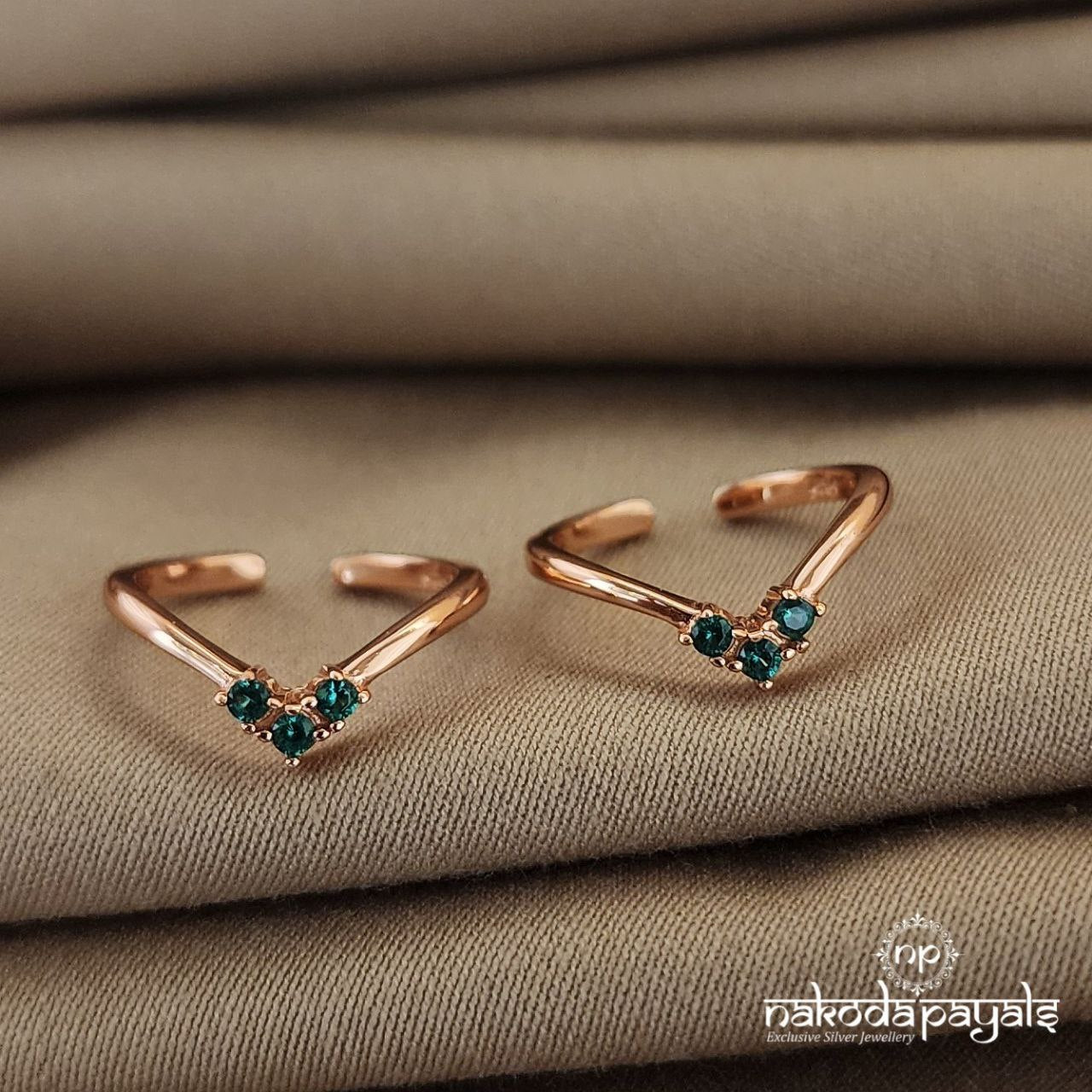 Rose Gold Green Toerings (T4362)