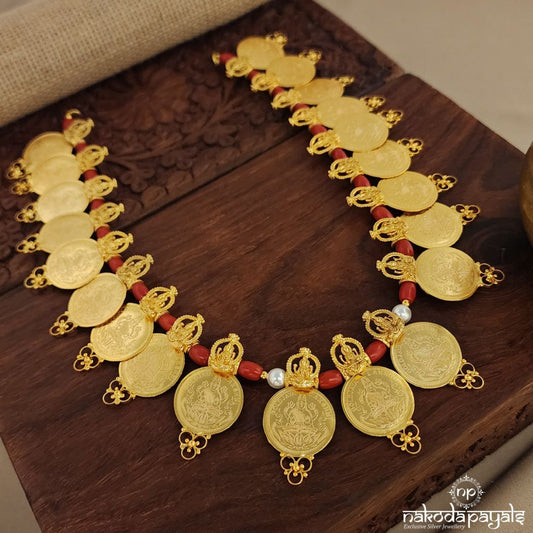 Coral Lakshmi Coin Neckpiece (Gn8597)