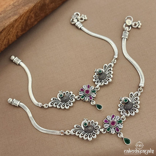 Pink Dot Peacock MultiColor Anklets (A6581)