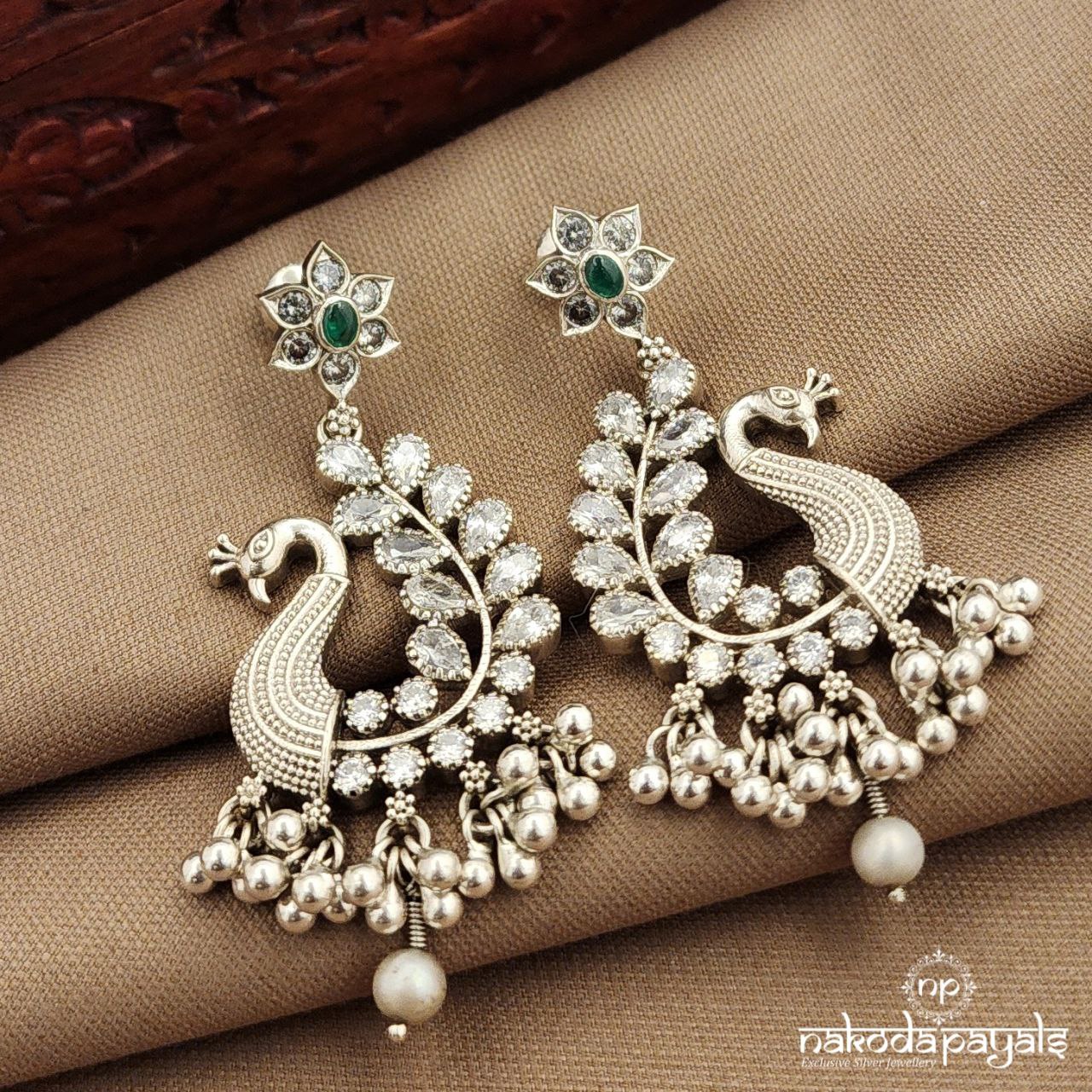 Peacock Ball Drop Earrings (C3920)