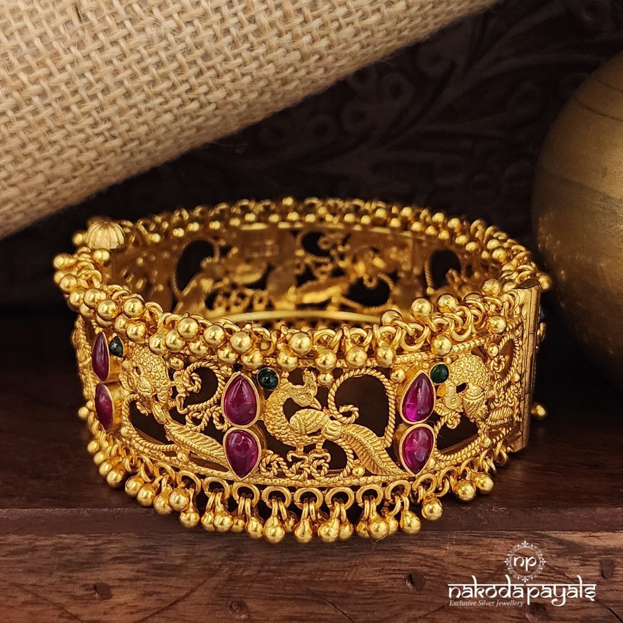 Peacock Kemp Ball Drop Kada  (Gk3114-16)