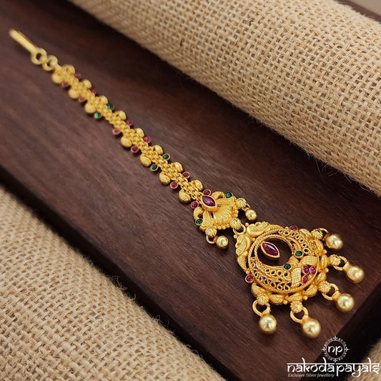 Oval Red Half Moon  Maang Tika (Gm1050)