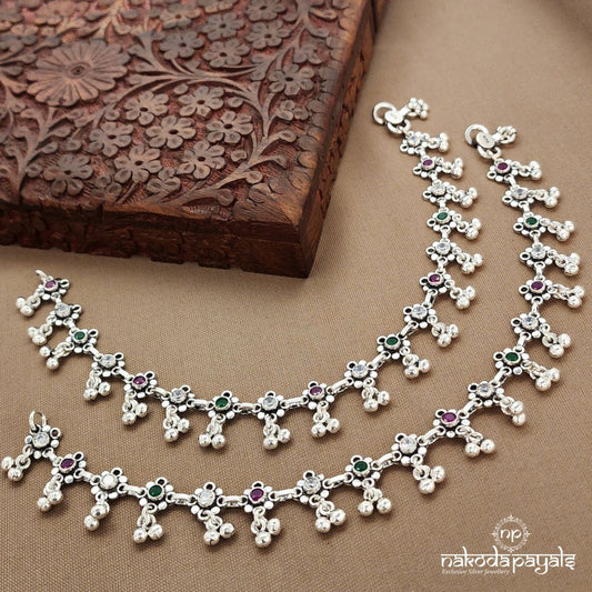 Multicolor Ball Drop  Anklets (A6808)