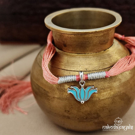 Blue Lotus Pendant Rakhi (R5667)