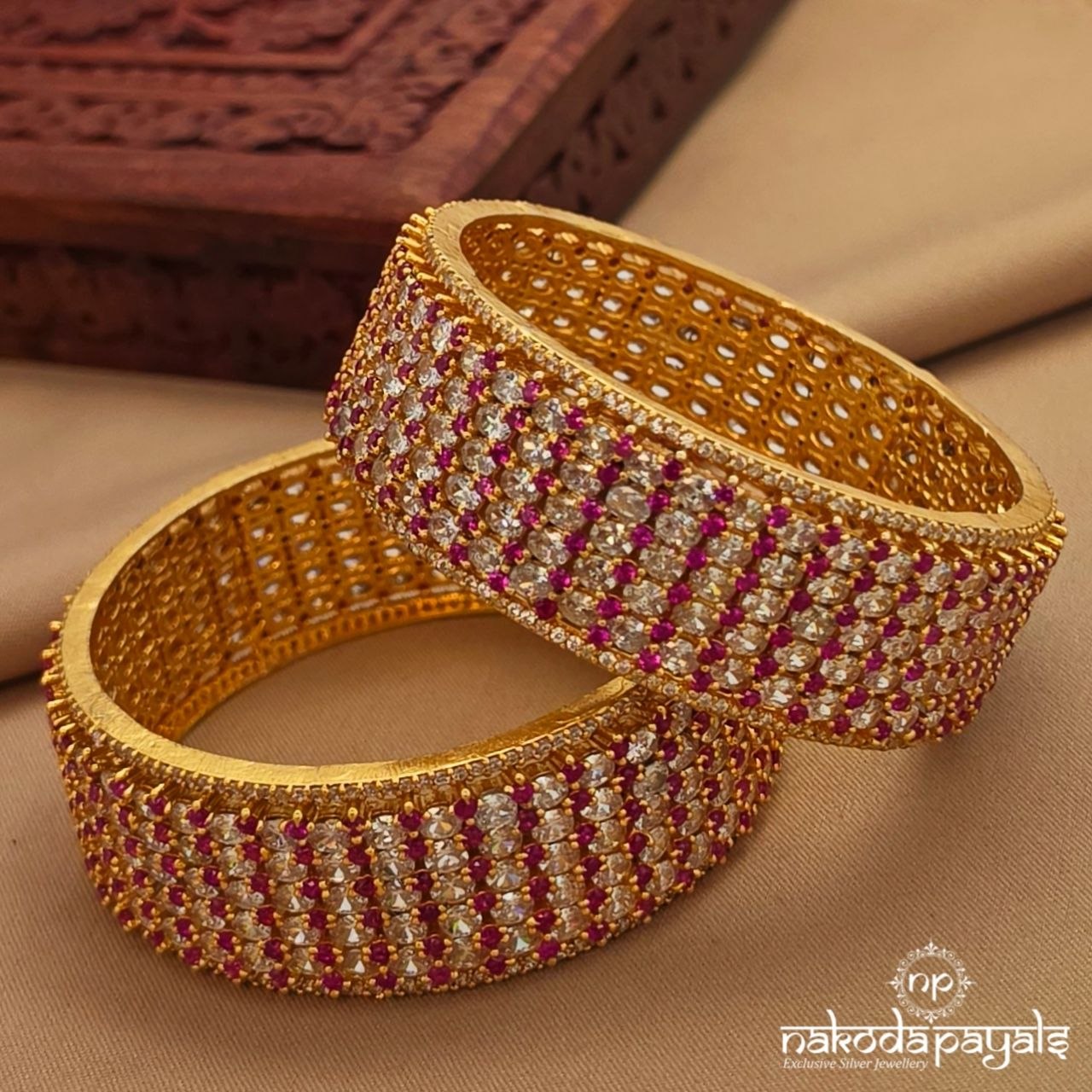 Pink CZ Bangles (2.6) (Gk3277)