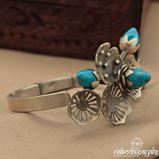 Turquoise Floral Adjustable Kada (K6356)