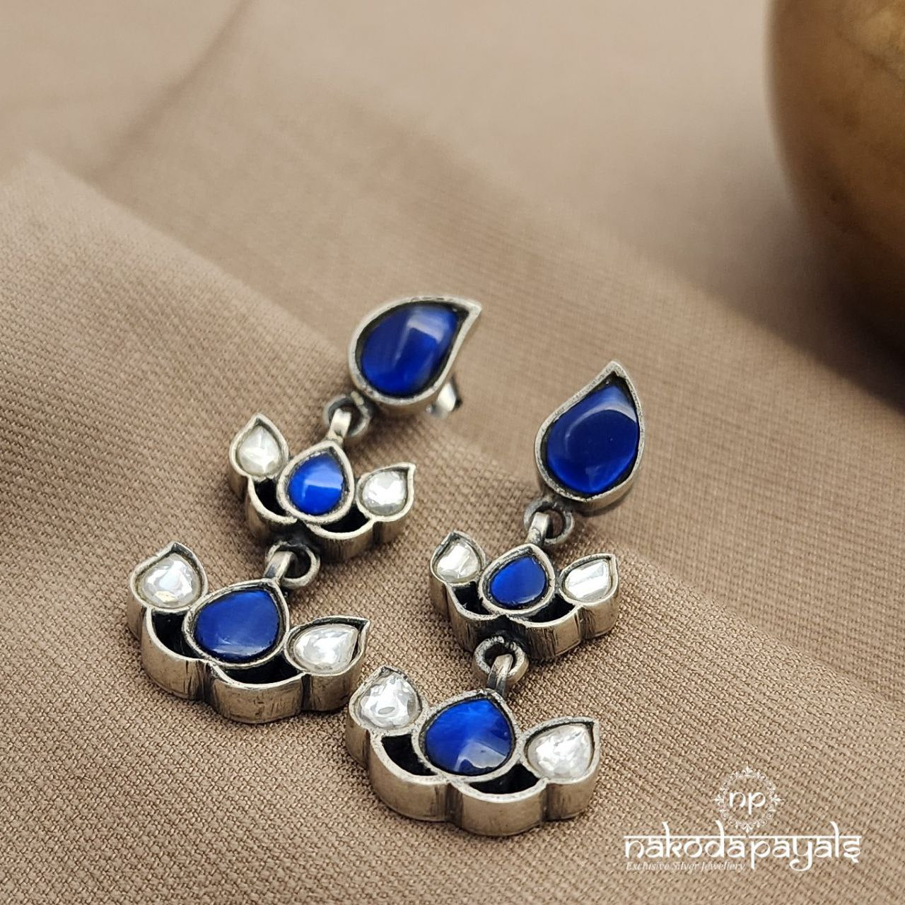 Blue Lotus Kundan Earrings (C3764)