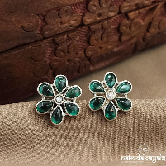 Green Floral Studs (S3691)
