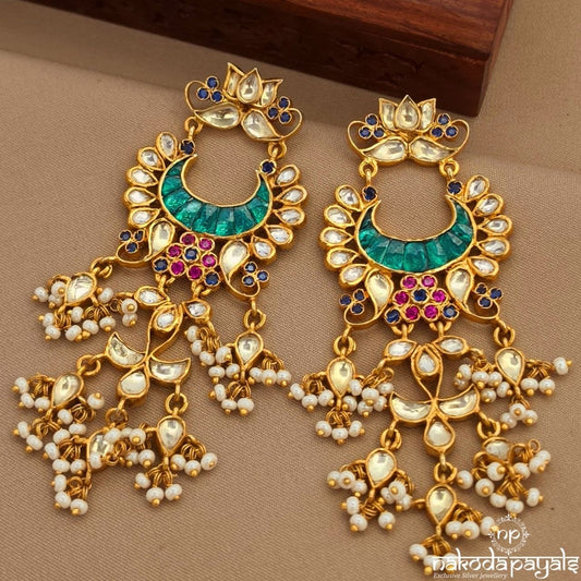 Pearly Kundan Chandbali (Ge10991)