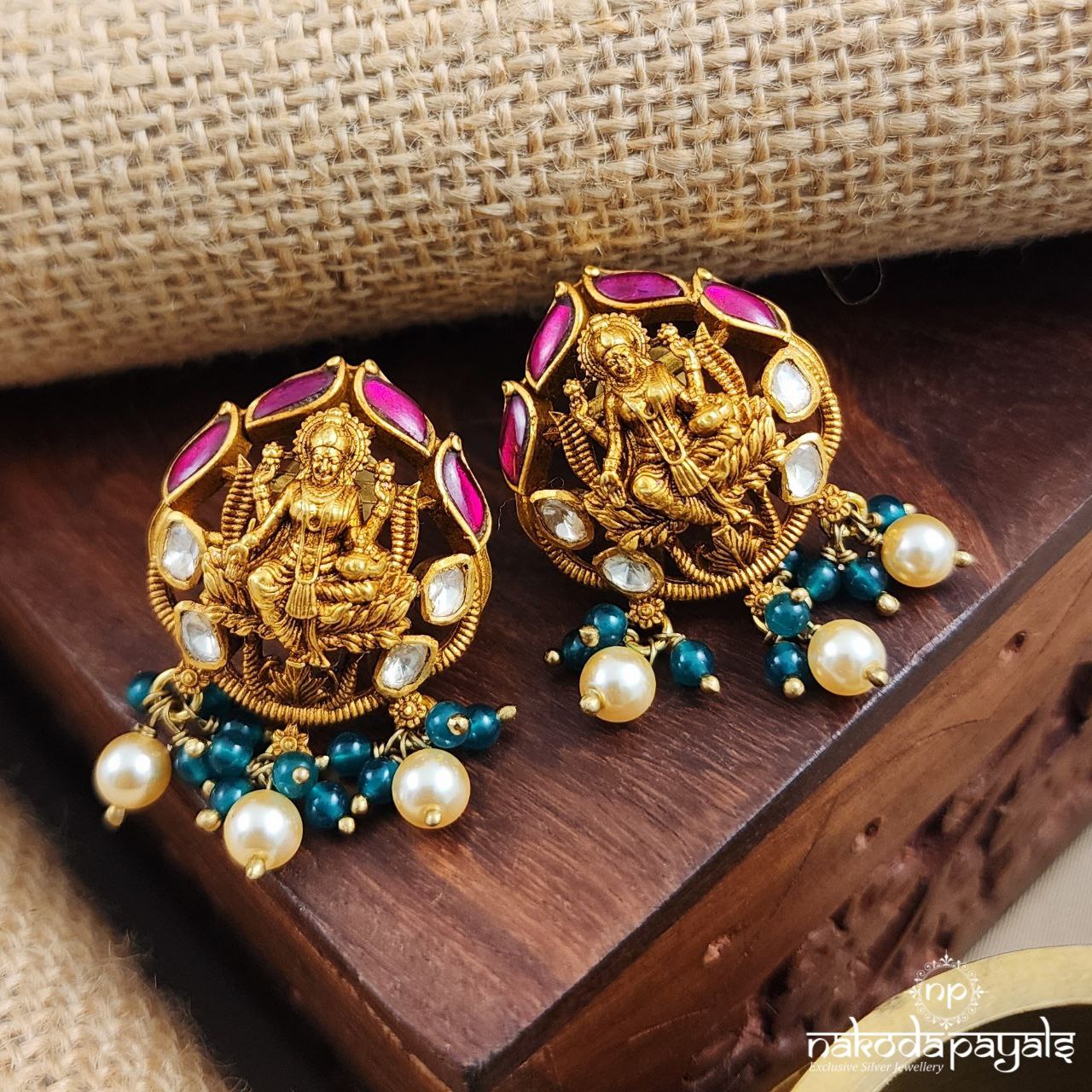 Pink Green Drops Studs (Ge8685)
