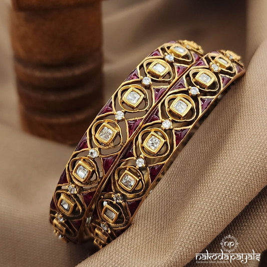 Squarish Red Bangle Pair (2.4) (Gk3199)