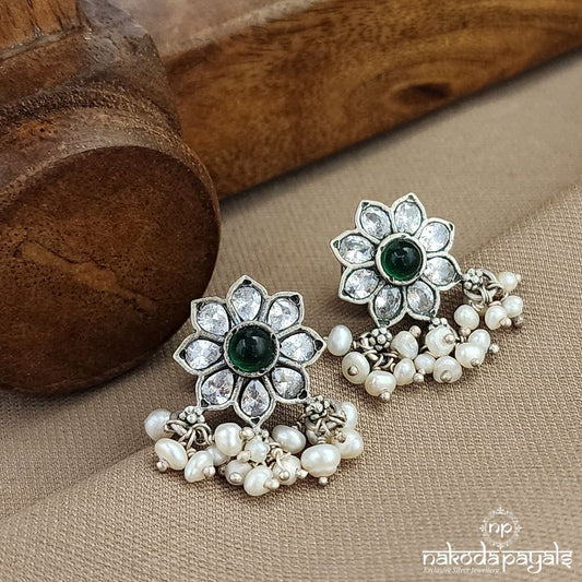 Green Dot Pearl Studs (S3680)