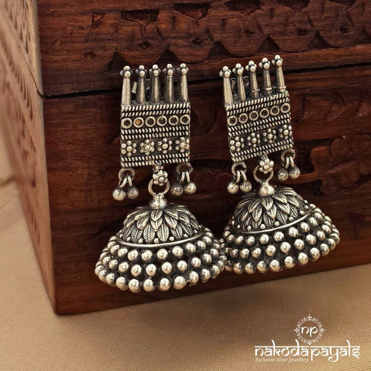 Floral Cutsy Oxidised Jhumka (J1681)