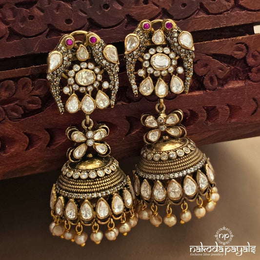 Moissanite Peacock Jhumka (Ge10984)