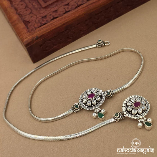 Green Drop Oxidised Anklet (A7003)