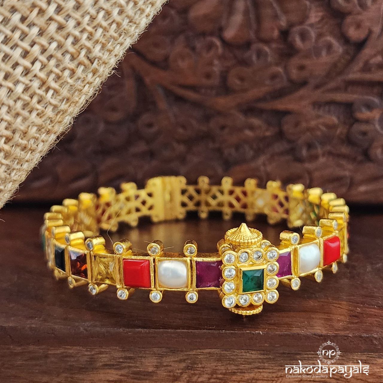 Navaratna Squarish Single Kada (Gk3001)