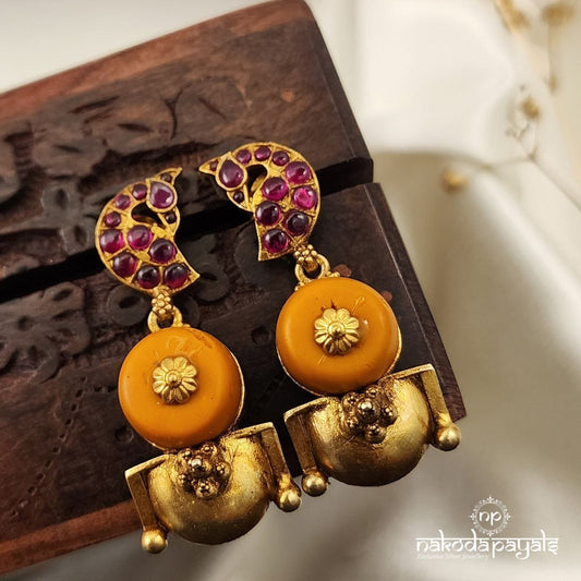 Peacock Sunset Coral Earrings (Ge8796)