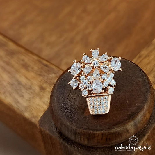 Rose Gold Flower Pot Lapel Pin (St3676)