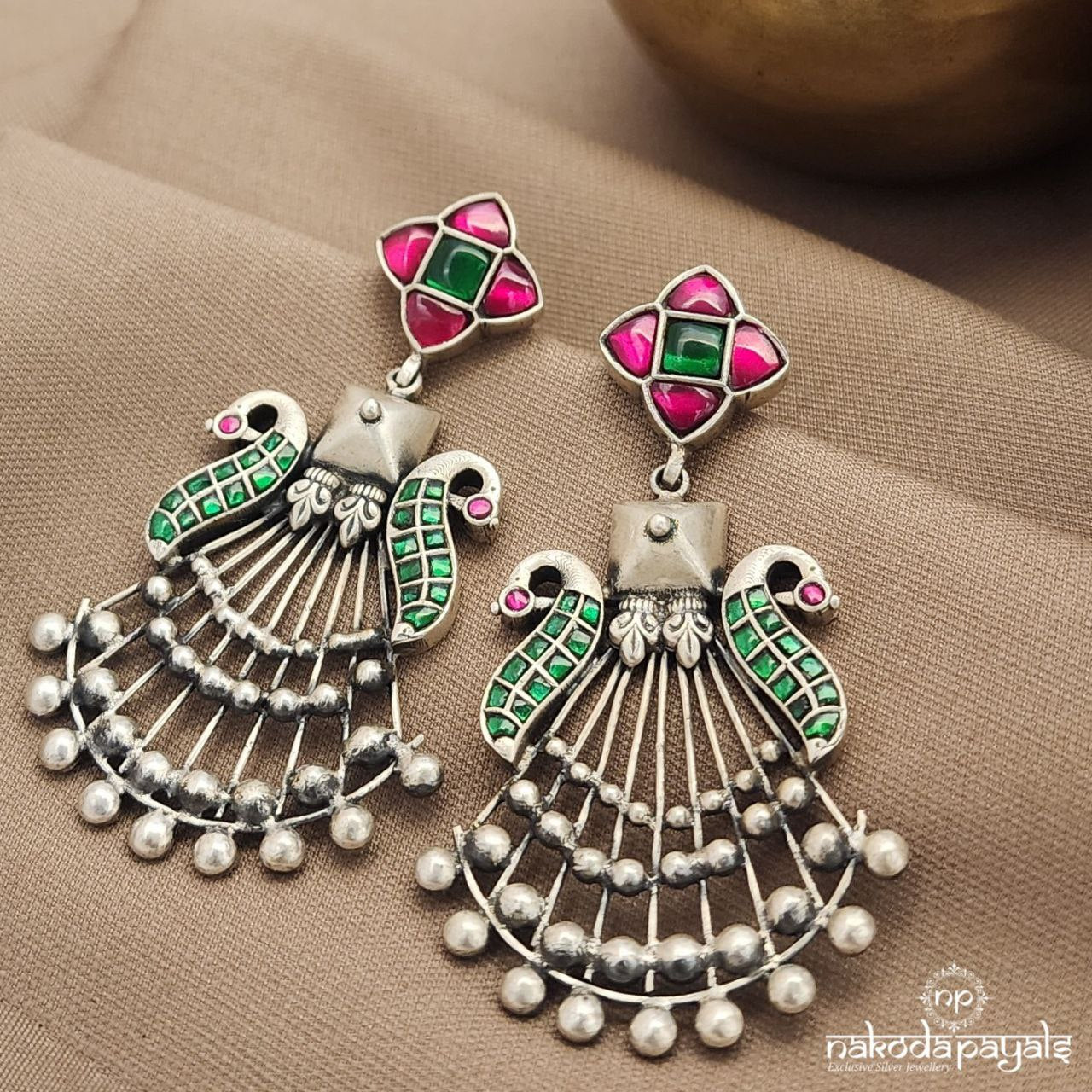 Twin Peacock Kundan Earrings (C3766)