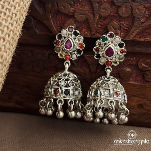 Navaratna Ball Drop Jhumka (J1550)