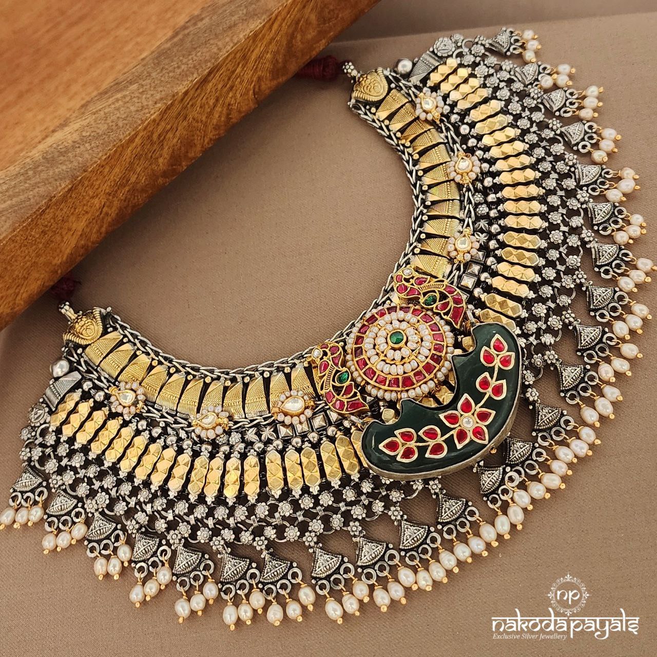 Meenakari Kundan Dual Tone Neckpiece (Gn9264)