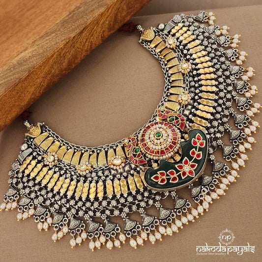 Meenakari Kundan Dual Tone Neckpiece (Gn9264)