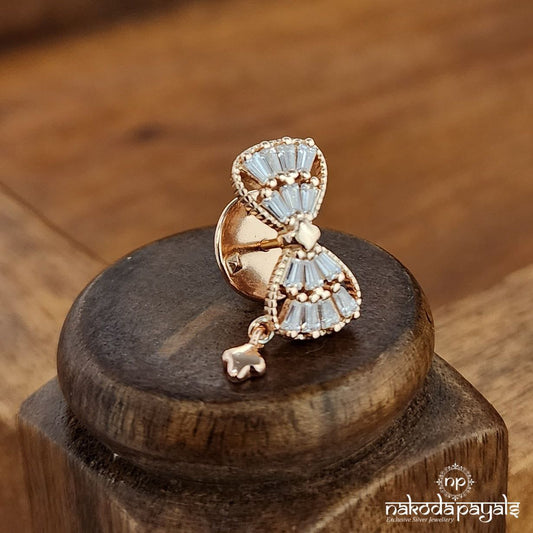 Rose Gold White Bow Lapel Pin (St3652)