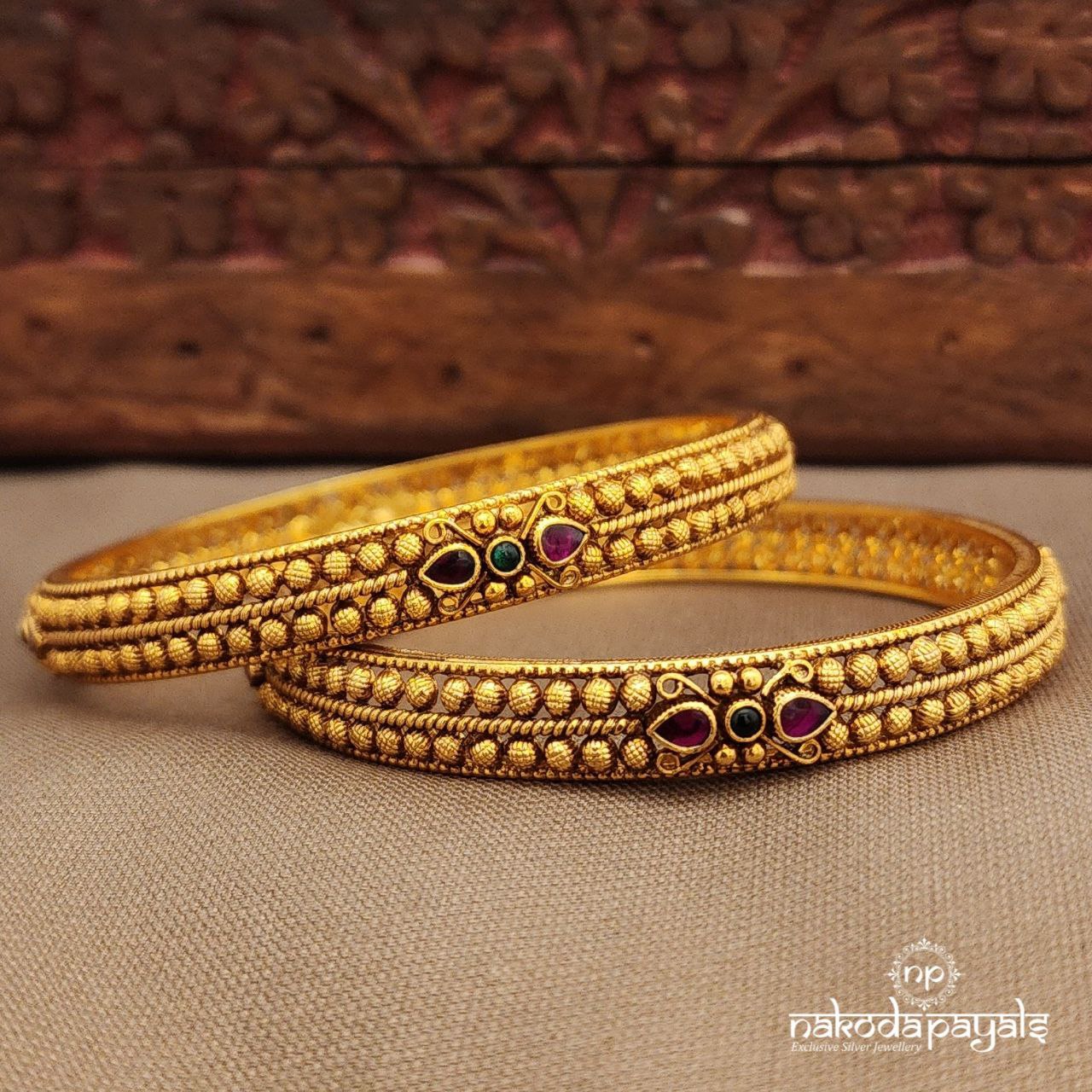 Kemp Kundan Drop Bangles Pairs (Gk3226-28)