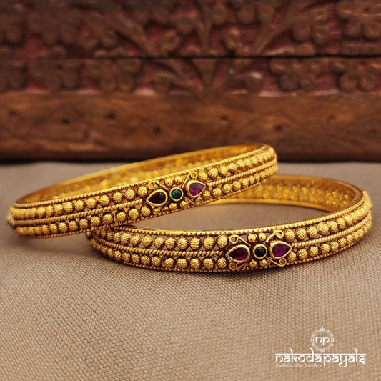 Kemp Kundan Drop Bangles Pairs (Gk3226-28)