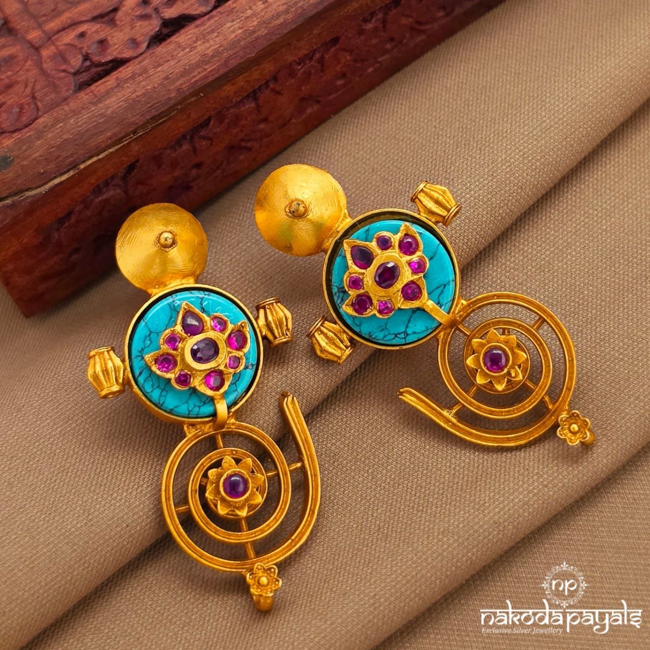 Turquoise Pink Earrings (Ge10452)
