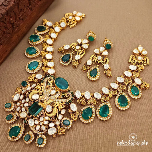 Moissanite Green Drop Neckpiece Set (Gn9691)