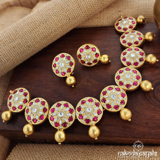 Kundan Circular Neckpiece With Earrings (Gn8854)