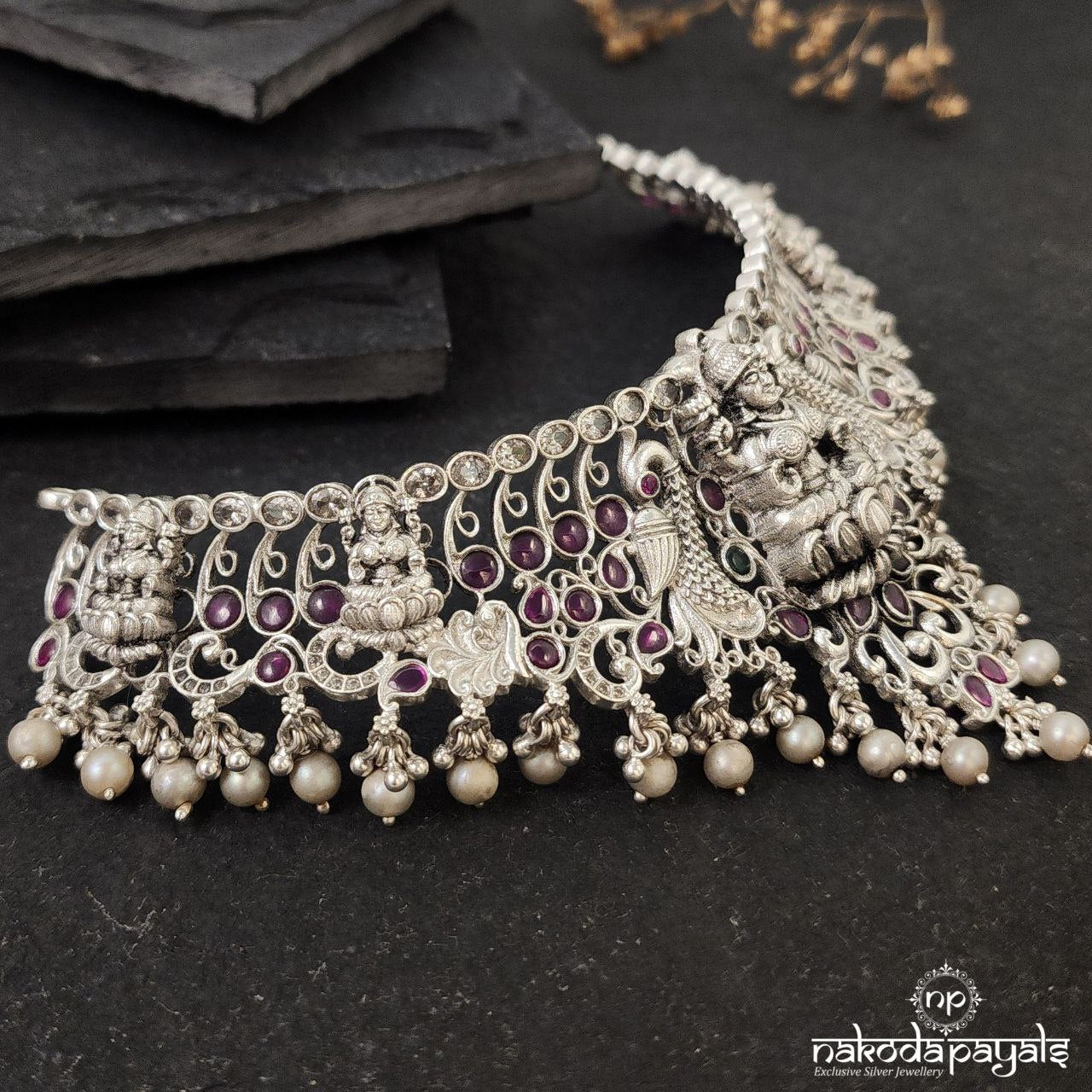 Twin Peacock Lakshmi Choker (N10537)