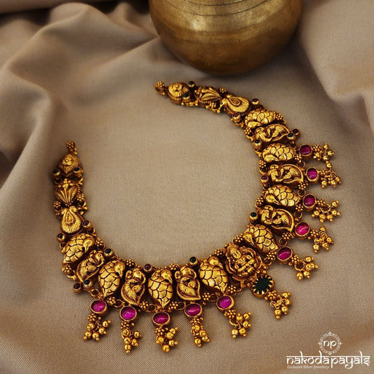 Pink Peacock Drops Neckpiece (Gn8468)