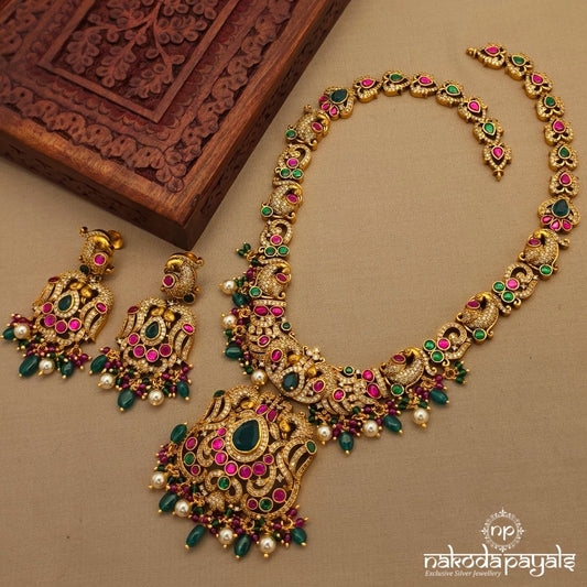 Peacock Traditional Neckpiece With Earrings (Gn10300)