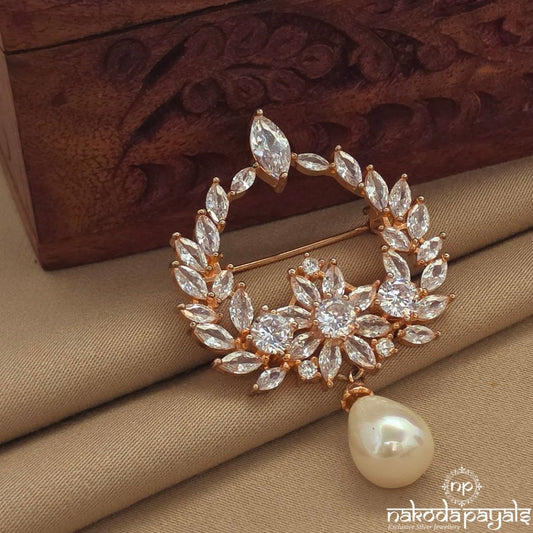 White Rose Gold Brooch (St4019)