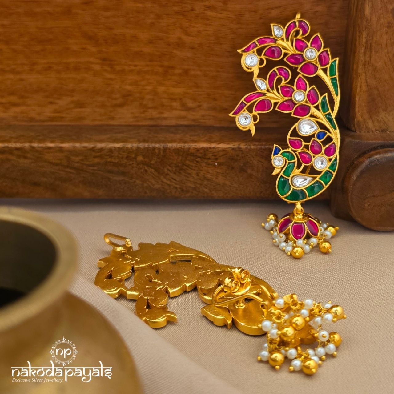 Kundan Peacock Earcuff Jhumka (Ge10895)