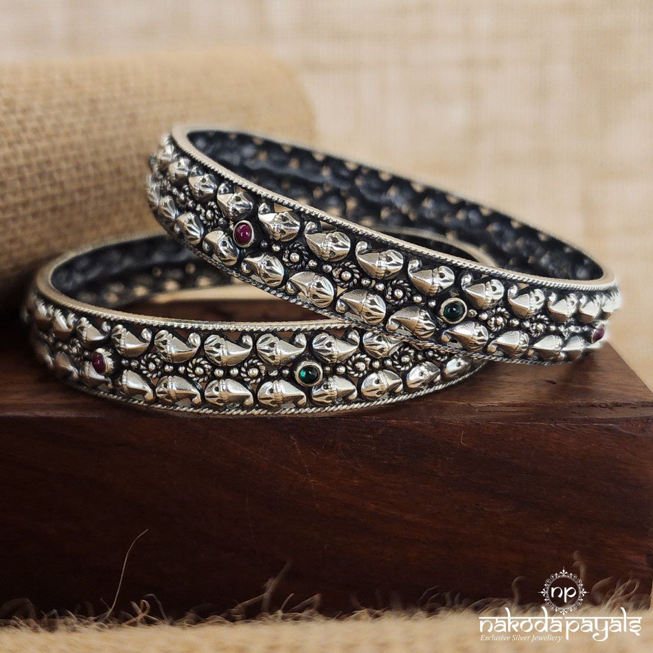 Pink & Green Mango Bangles (K5015)