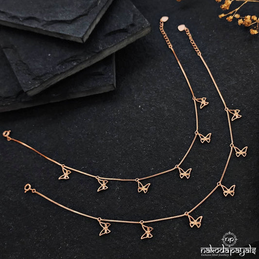 Rose Gold Butterfly Drops Anklets (A6129)