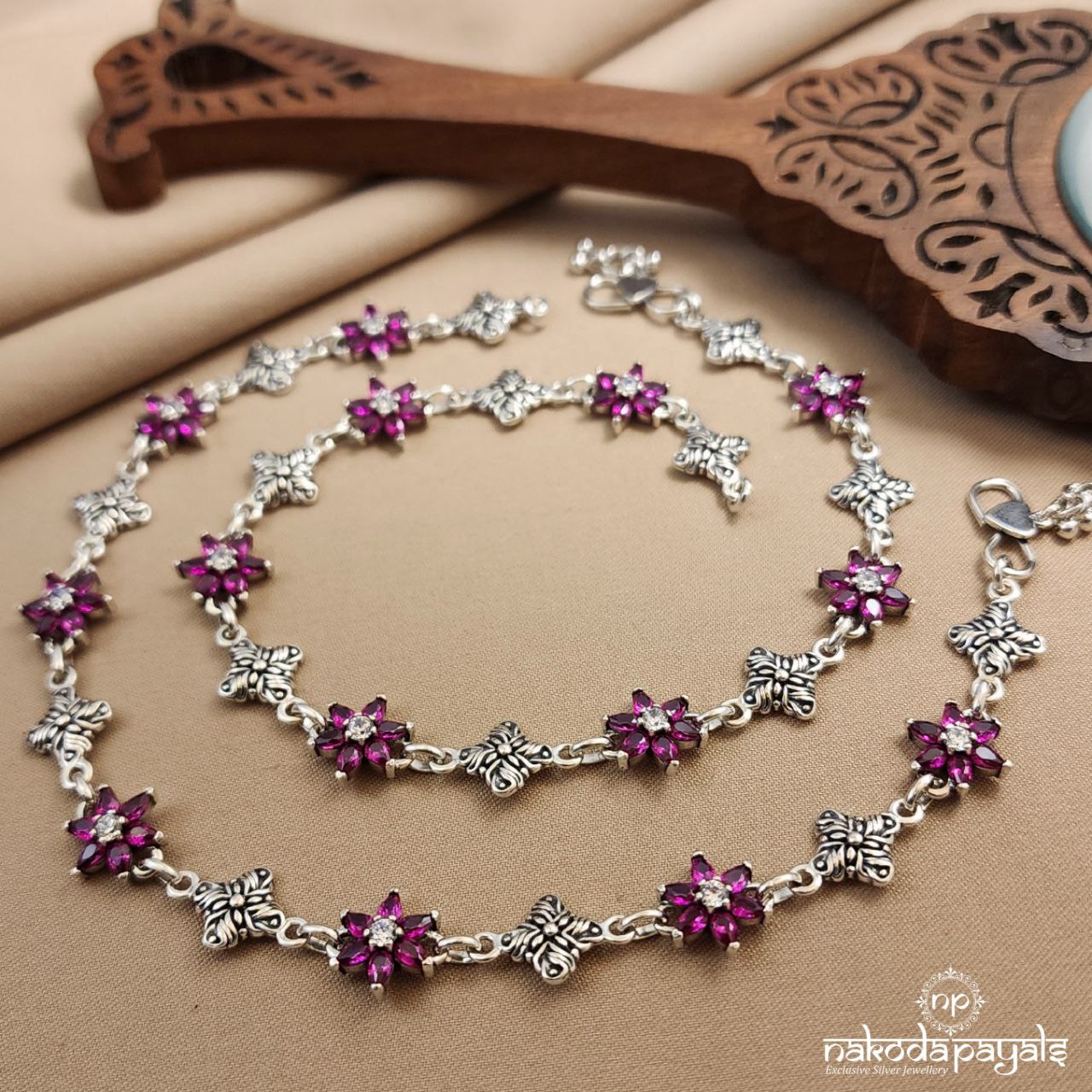 Pretty Pink Flower Anklets (A6116)