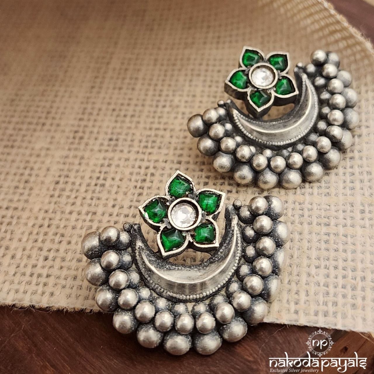 Green Kundan Haft Moon Chandbali (S3547)