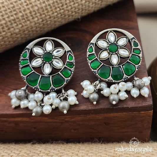 Gracious Green Kundan Chandbali (C3236)